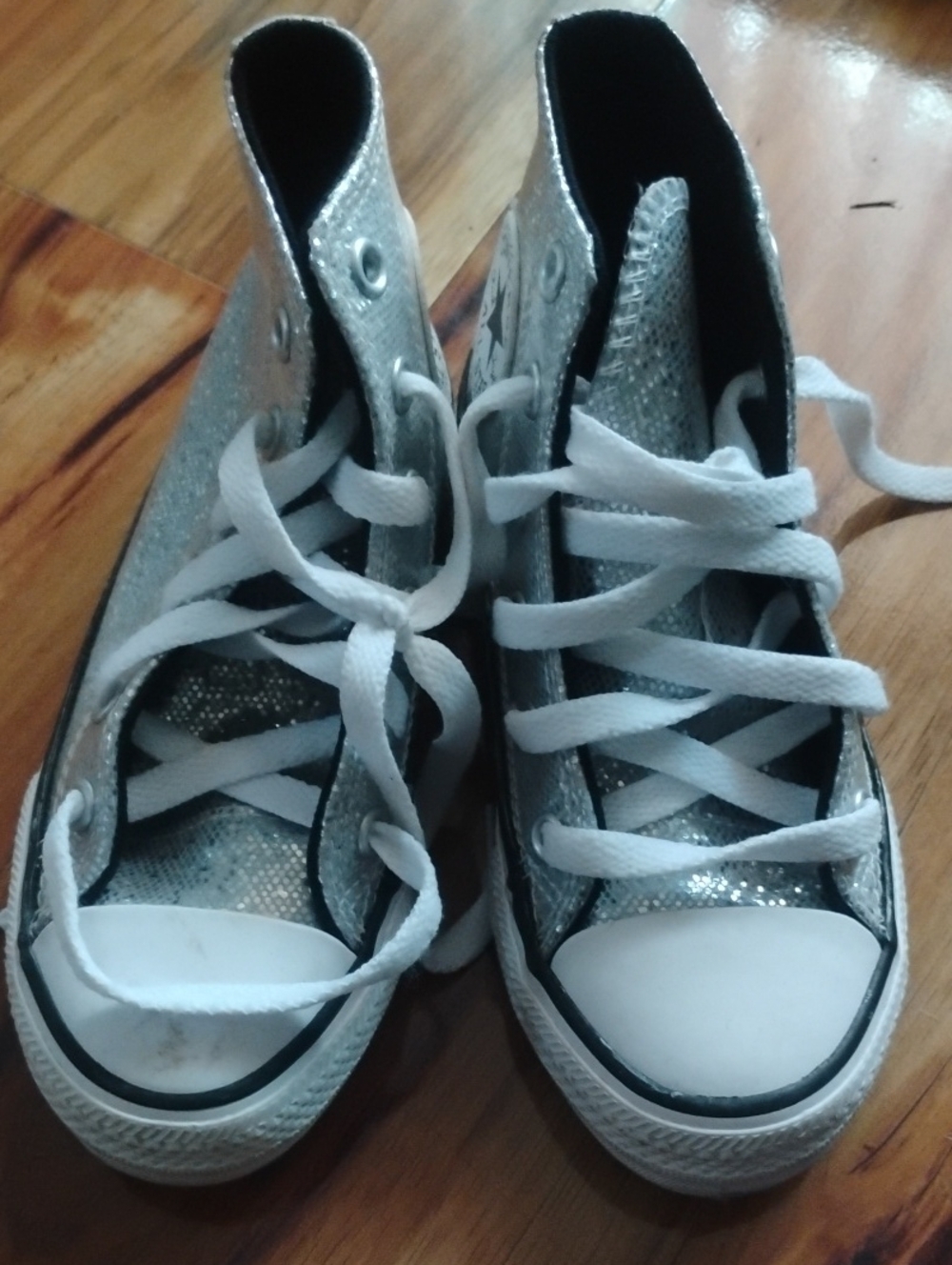 Kids Silver Glitter High-Top Sneakers - Youth